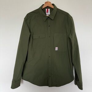 Topo Designs Breaker Shirt Jacket Mens XL Olive Green Snap Button Hiking Outdoor